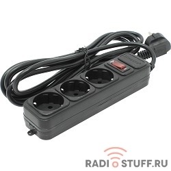 Exegate EX221179RUS Сетевой фильтр Exegate SP-3-3B (3 розетки, 3м, евровилка, черный)