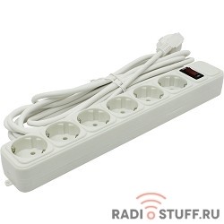 Exegate EX221229RUS Сетевой фильтр Exegate SP-6-5W (6 розеток, 5м, евровилка, белый)