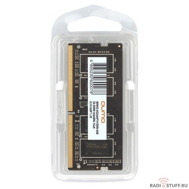 QUMO DDR4 SODIMM 8GB QUM4S-8G2666P19 PC4-21300, 2666MHz OEM/RTL