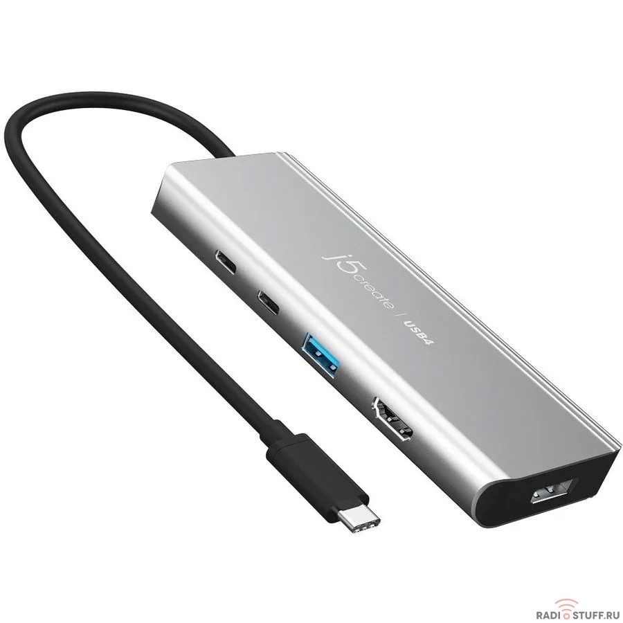 Мульти-хаб j5create USB4 Dual 4K Multi-Port Hub, 1x USB-C PD 3.0, 1x USB-C(USB4),1x 4K HDMI, 1x DisplayPort, 1x USB-A 3.2 Gen. 2 j5create USB4 Dual 4KMulti-Port Hub