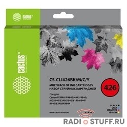 Картридж струйный Cactus CS-CLI426BK/M/C/Y черный/голубой/желтый/пурпурный набор (33.6мл) для Canon Pixma MG5140/5240/6140/8140/MX884