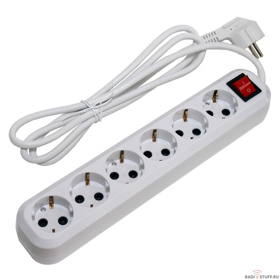 5bites SP6W-318 Сетевой фильтр 6S / 3*1.5MM2 / 16A / ABS / 1.8M / WHITE