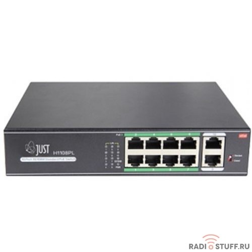 Just JT-H1108WD Неуправляемый 10 портовый PoE коммутатор в металлическом корпусе