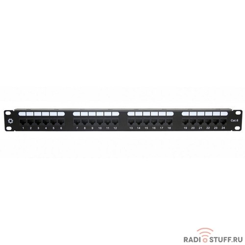 Патч-панель UTP, 19", 1U, cat.6e, 24 порта, Dual Type, 5bites
