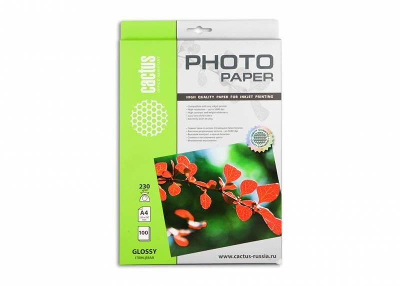 Бумага A4 PHOTO GLOSSY 100SH CS-GA4230100 CACTUS