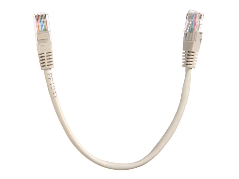 Патч-корд, UTP4, cat.5e, 0,25м, Сu, LSZH, литой коннектор, серый, TechnoLink