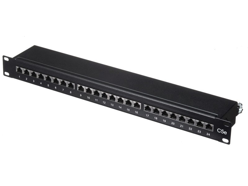 Патч-панель FTP, 19", 24 порта RJ45, cat.5е, 1U, Dual Type, черная, NETKO Expert