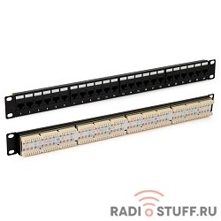 Патч-панель 19", 2U, 48 портов, cat.5e, Dual Type, черный, Hyperline 